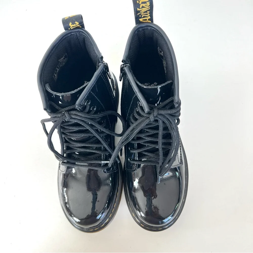 DR. MARTEN Junior 1460 Black Patent Leather Zipper Lace Up Ankle Boots 3 (girls)